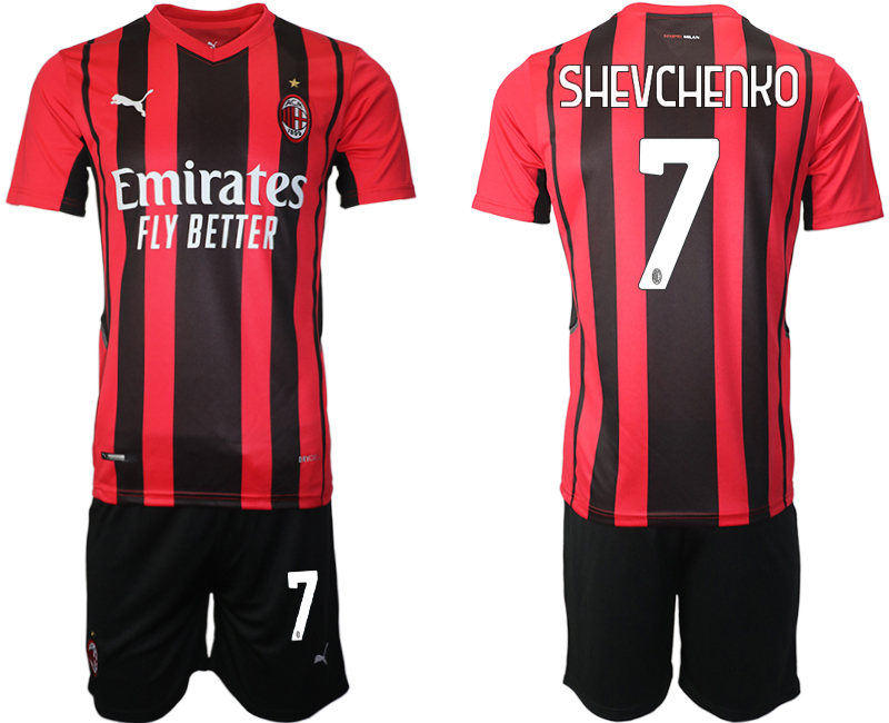 Men 2021-2022 Club AC Milan home red #7 Soccer Jersey->real madrid jersey->Soccer Club Jersey